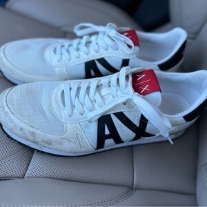 Armani Exchange White Red Black Sneakers Trainers Shoes A/X $130